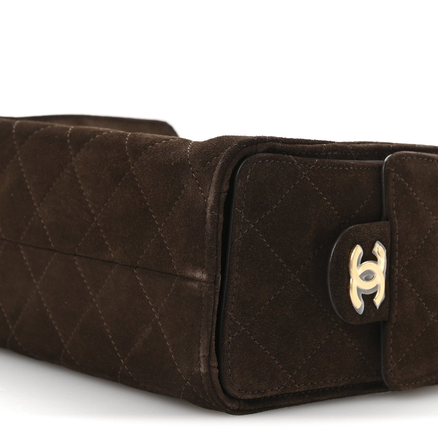 Suede Quilted Mini Chanel 25 Handbag Dark Brown