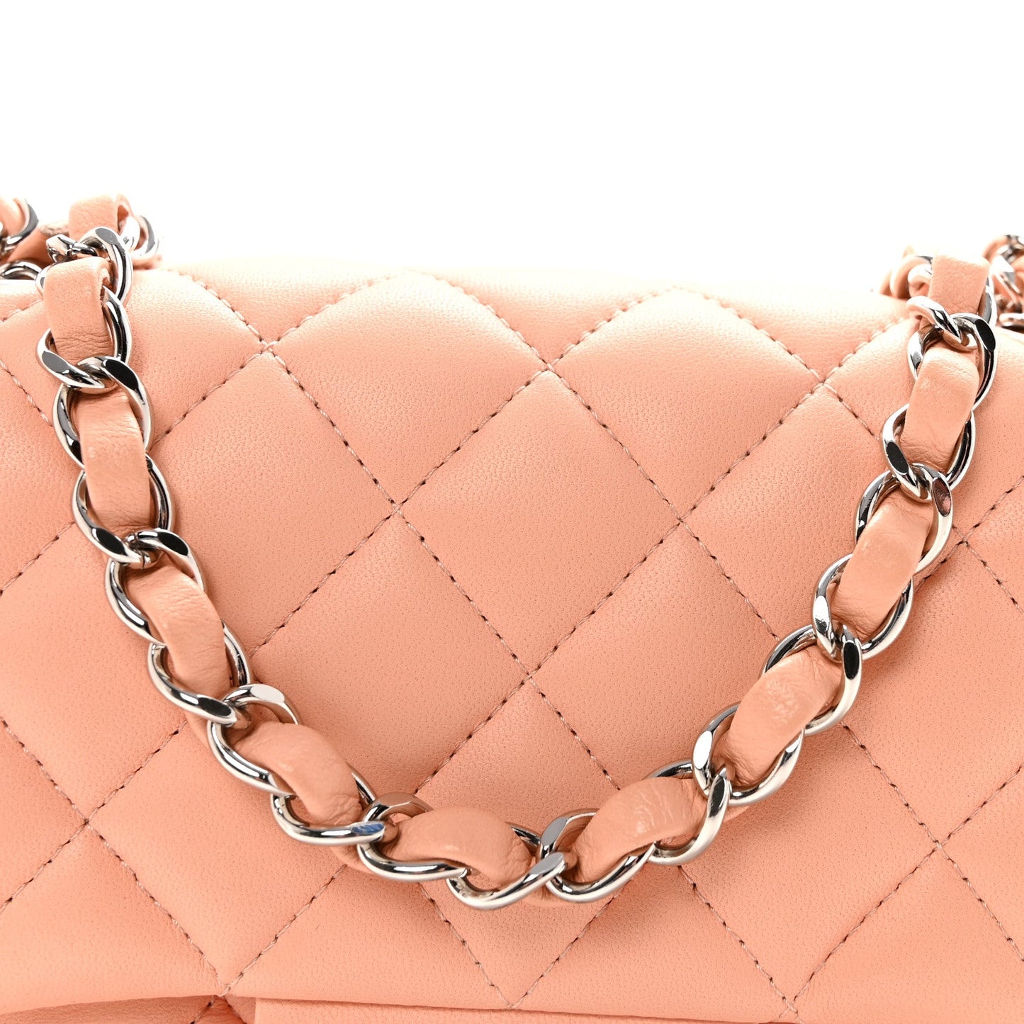 Lambskin Quilted Mini Square Flap Light Pink