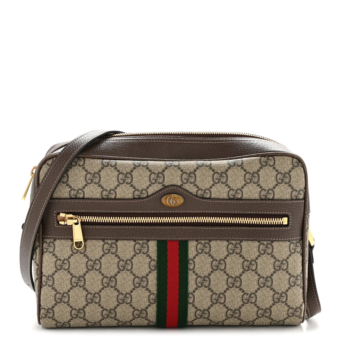 GG Supreme Monogram Web Small Ophidia Shoulder Bag Brown