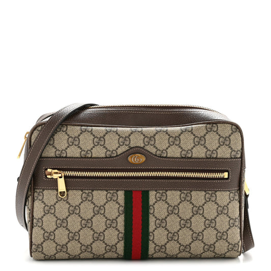 GG Supreme Monogram Web Small Ophidia Shoulder Bag Brown