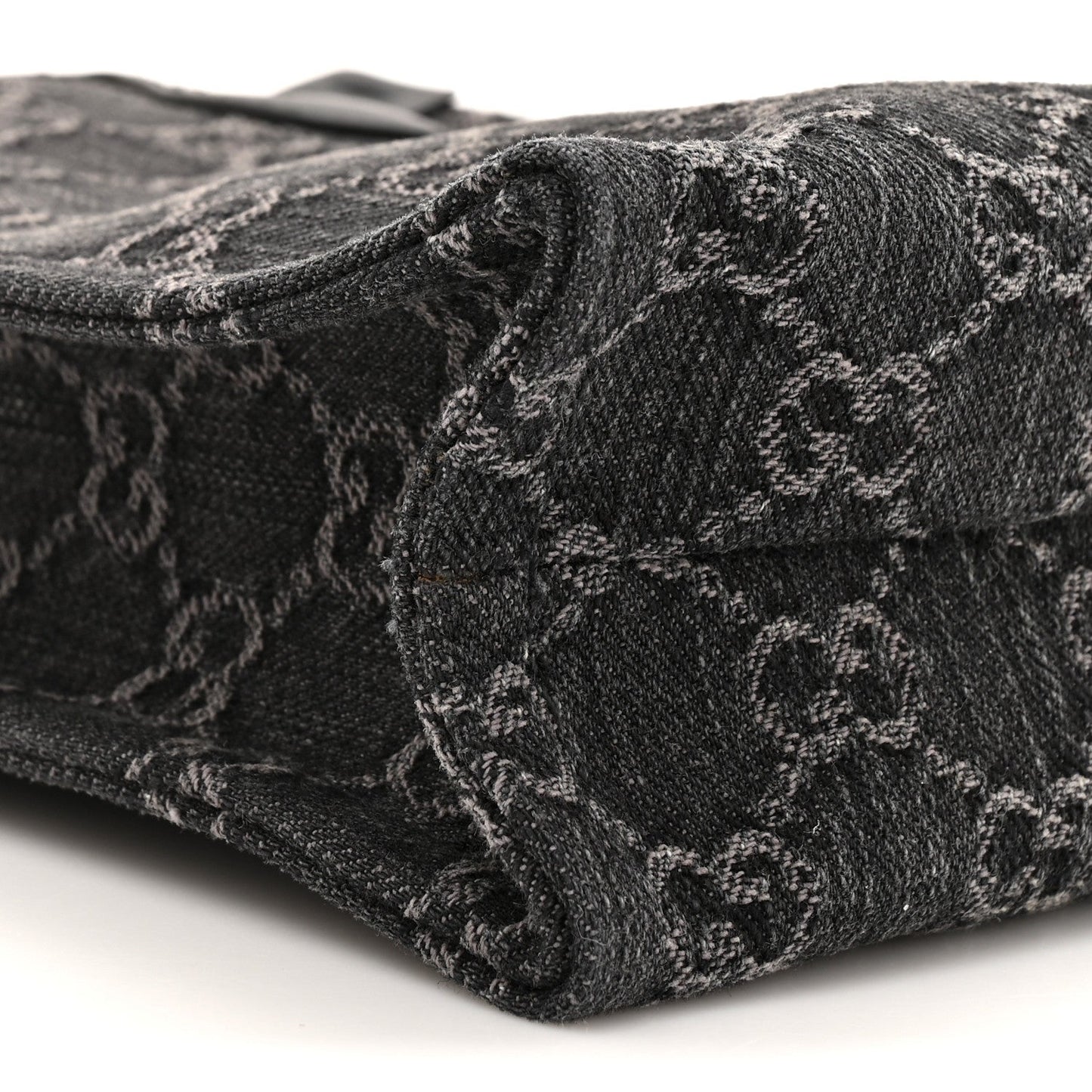 Denim GG Monogram Dollar Calfskin Mini Ophidia Tote Black Grey