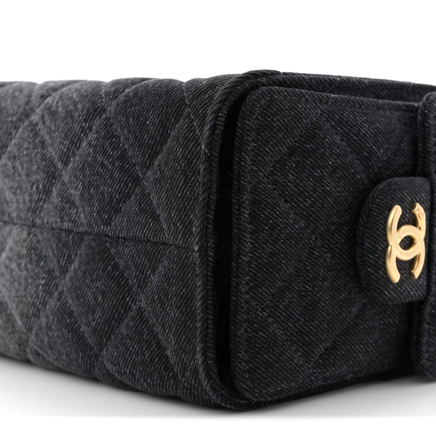 Washed Denim Quilted Mini Chanel 25 Handbag Black
