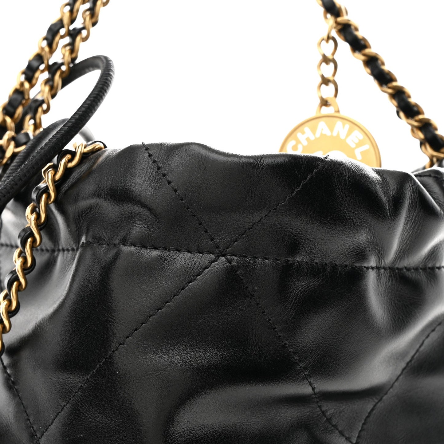 Shiny Calfskin Quilted Mini Chanel 22 Black