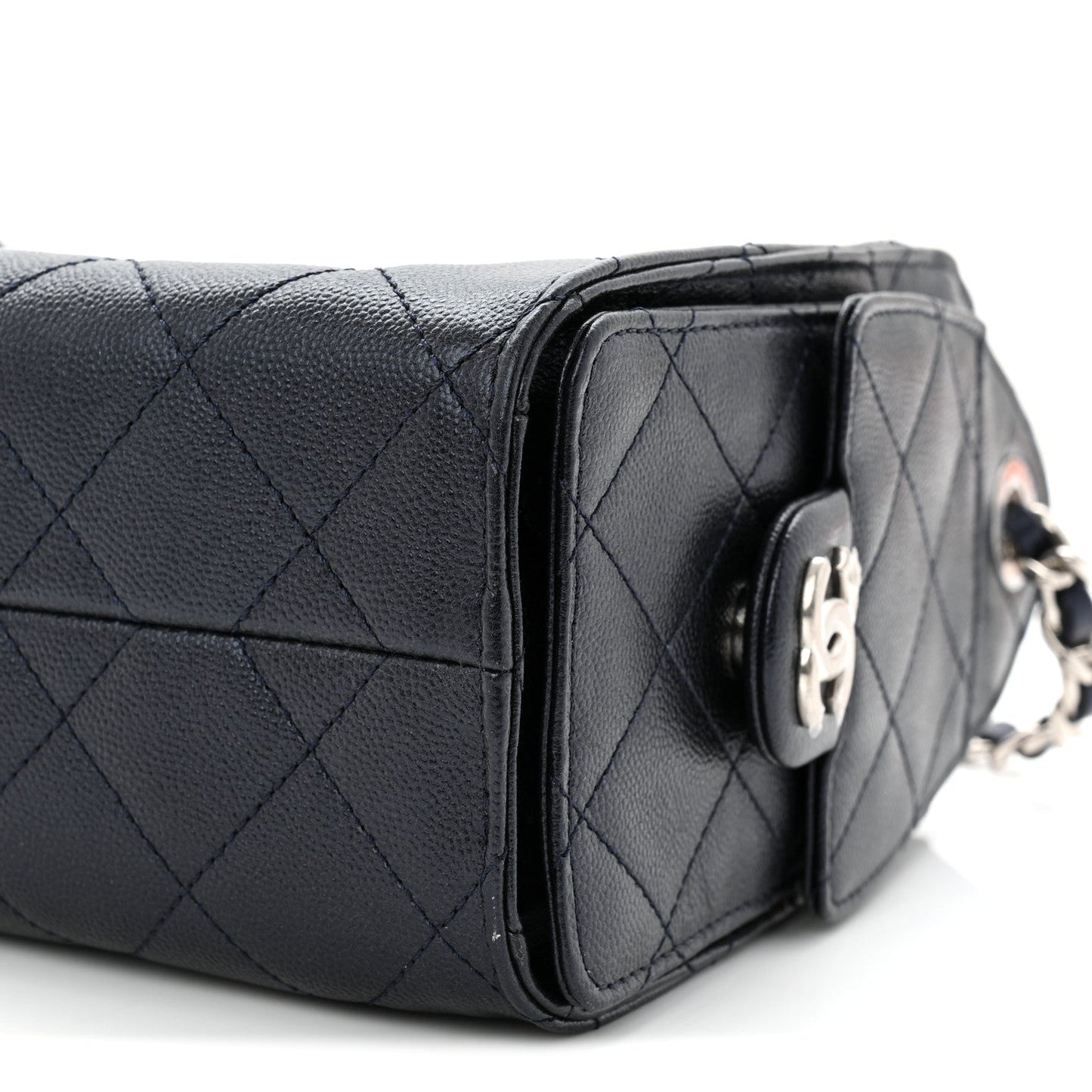 Metallic Caviar Quilted Mini Chanel 25 Handbag Dark Blue