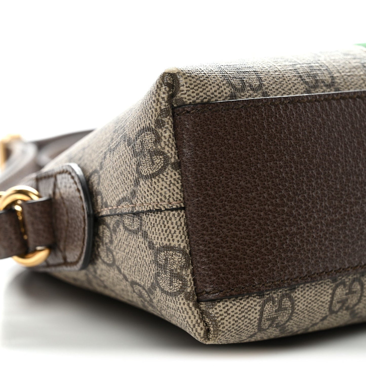 GG Supreme Monogram Textured Dollar Calfskin Web Small Ophidia Dome Shoulder Bag Beige Ebony New Acero