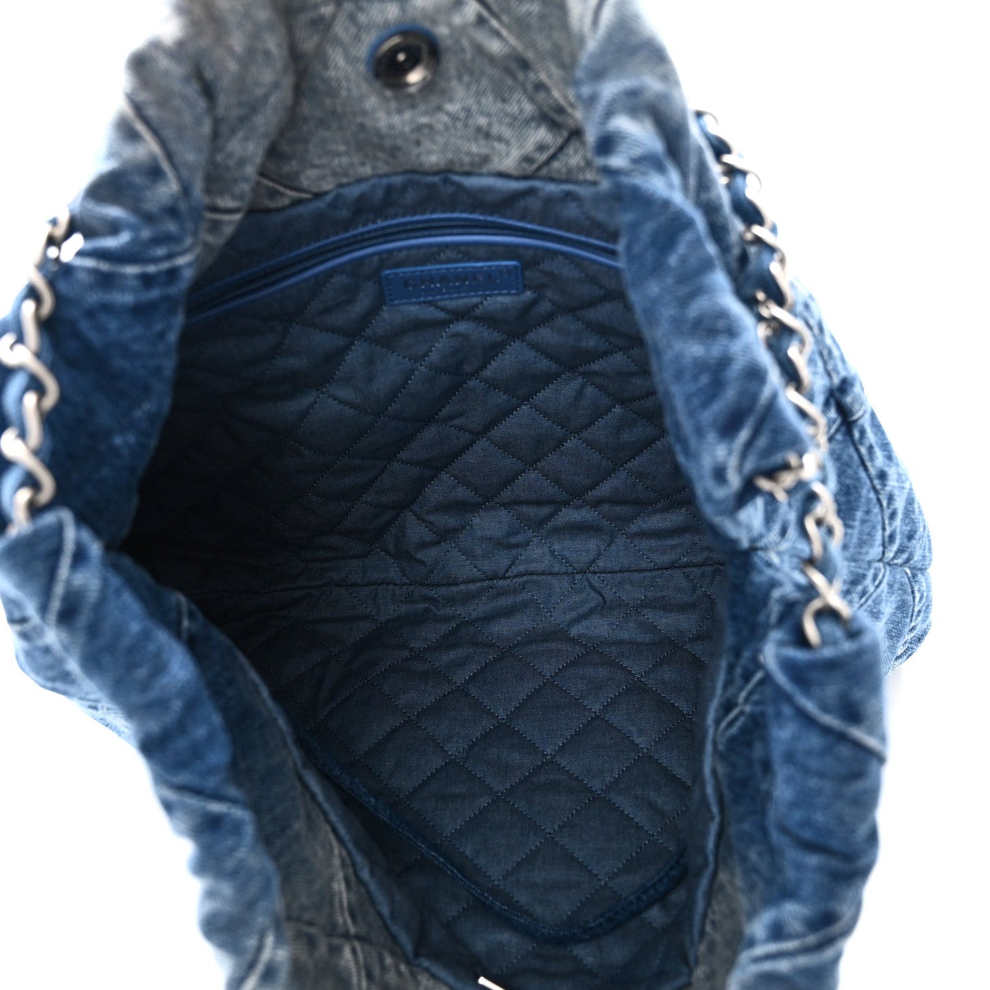 Denim Quilted Chanel 22 Blue