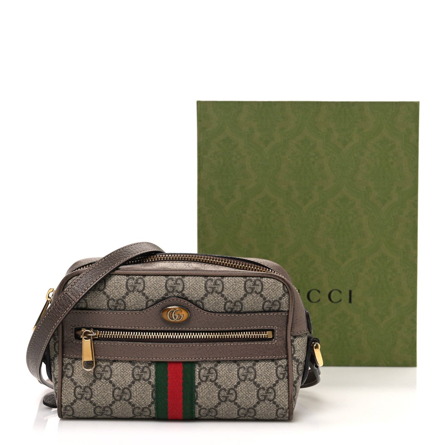 GG Supreme Monogram Web Mini Ophidia Shoulder Bag Brown