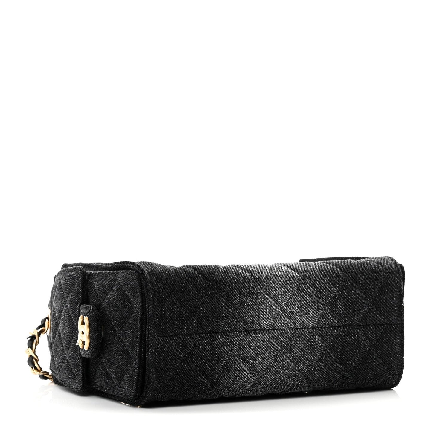 Washed Denim Quilted Mini Chanel 25 Handbag Black