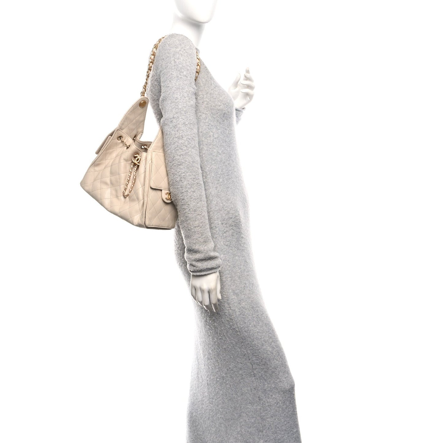 Caviar Quilted Small Chanel 25 Handbag Beige