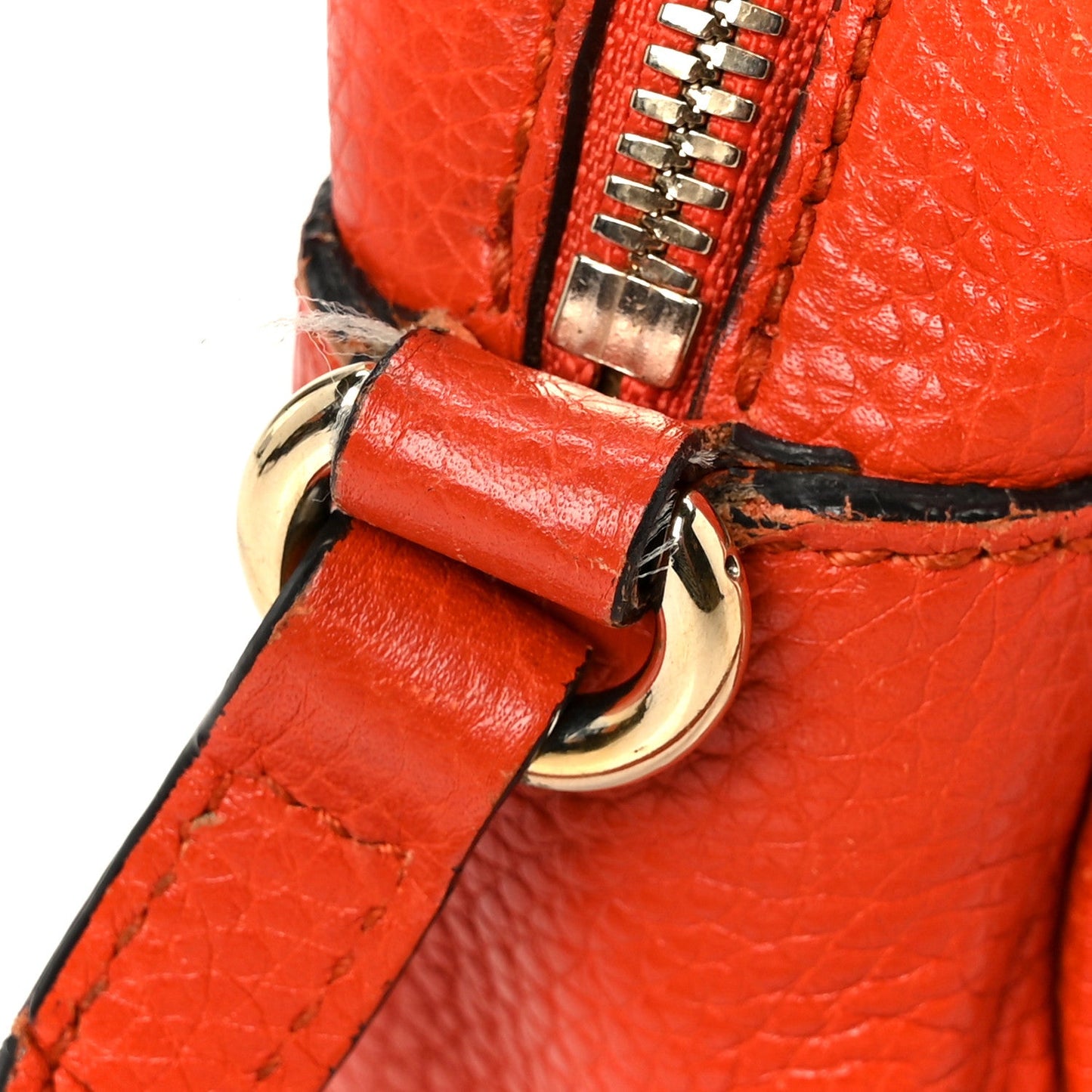 Pebbled Calfskin Small Soho Disco Bag Sun Orange