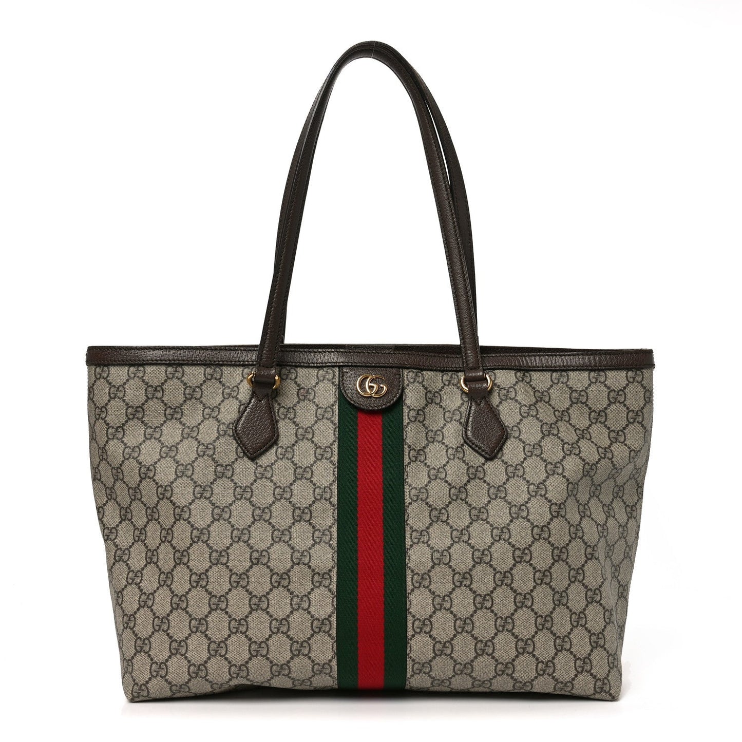GG Supreme Monogram Medium Ophidia Shopping Tote Brown