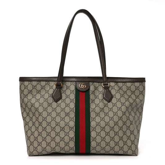 GG Supreme Monogram Medium Ophidia Shopping Tote Brown