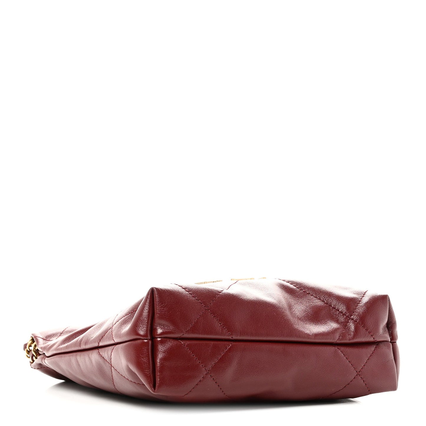 Shiny Calfskin Quilted Mini Chanel 22 Dark Burgundy