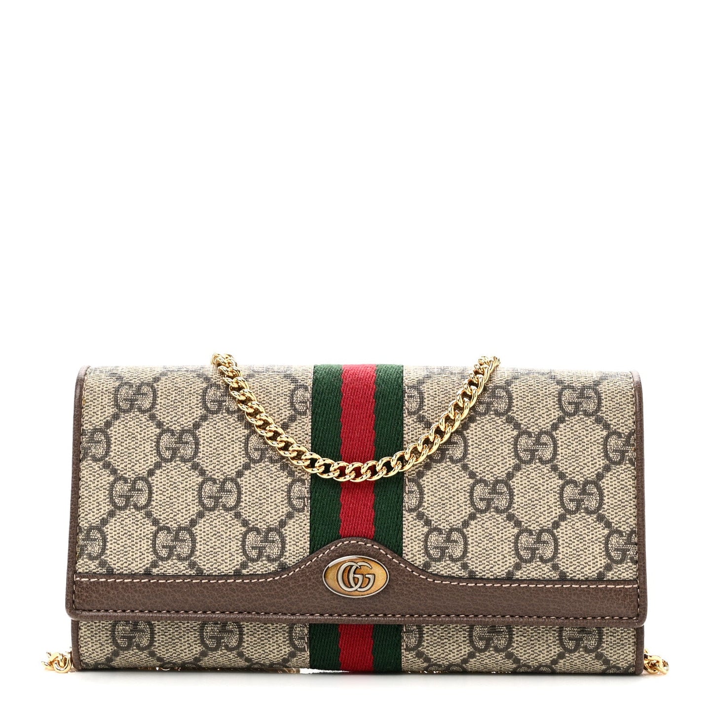 GG Supreme Monogram Web Ophidia Wallet On Chain Brown