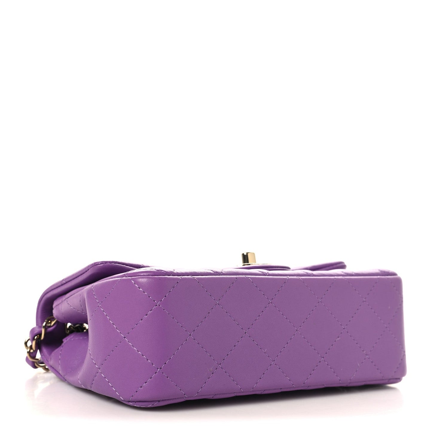 Lambskin Quilted Mini Rectangular Flap Purple