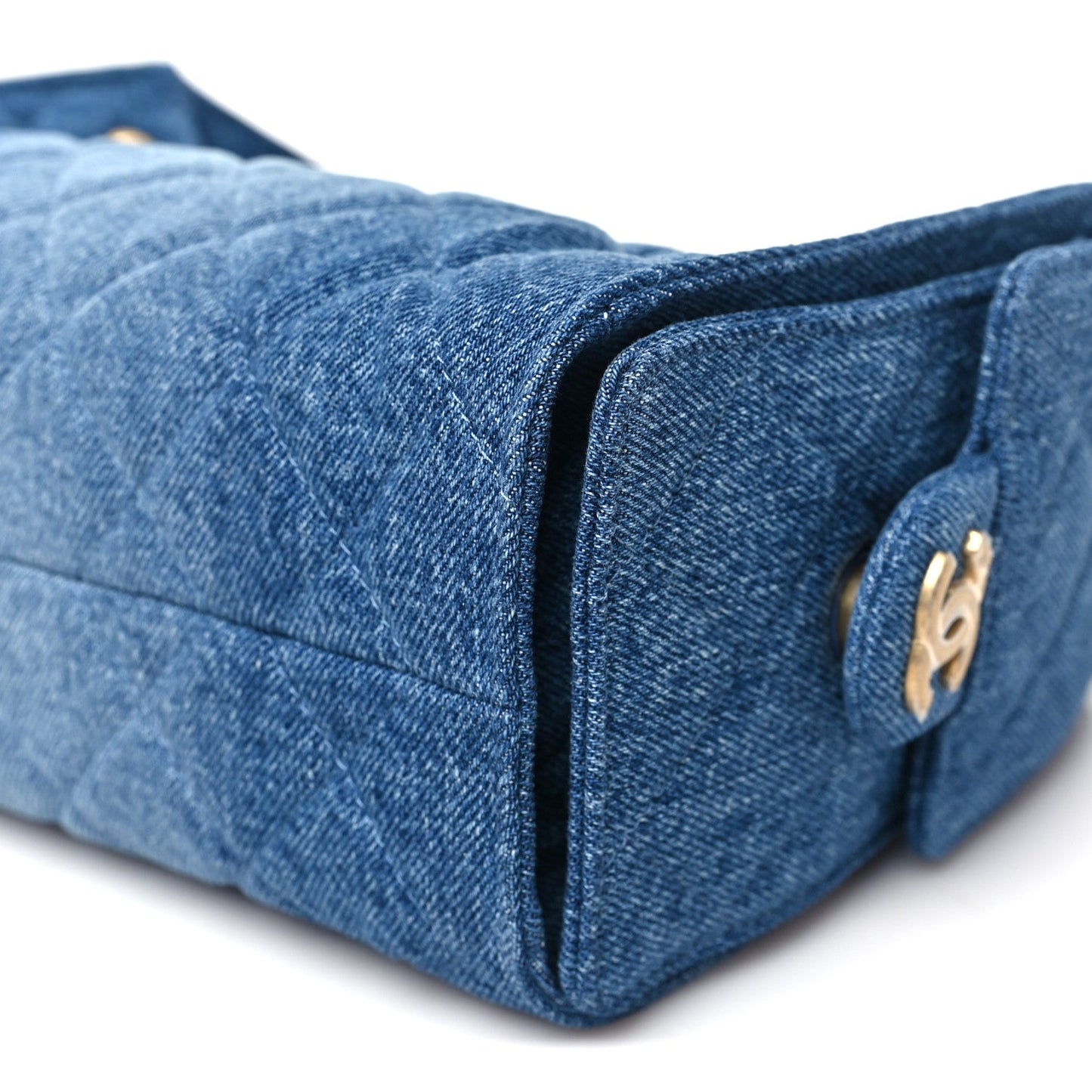 Washed Denim Quilted Mini Chanel 25 Handbag Blue
