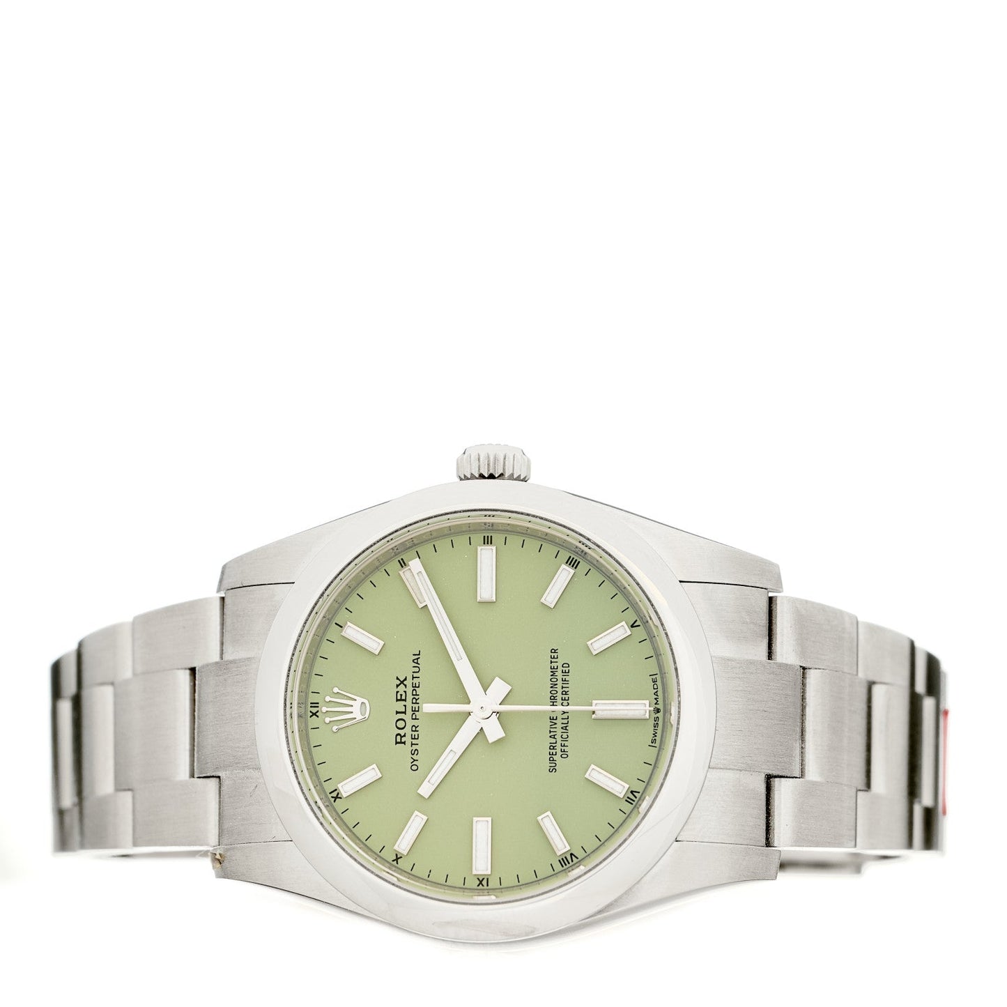 Stainless Steel 34mm Oyster Perpetual Watch Pistachio 124200