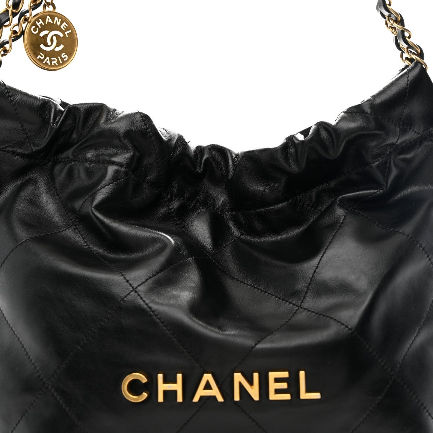 Shiny Calfskin Quilted Small Chanel 22 Black