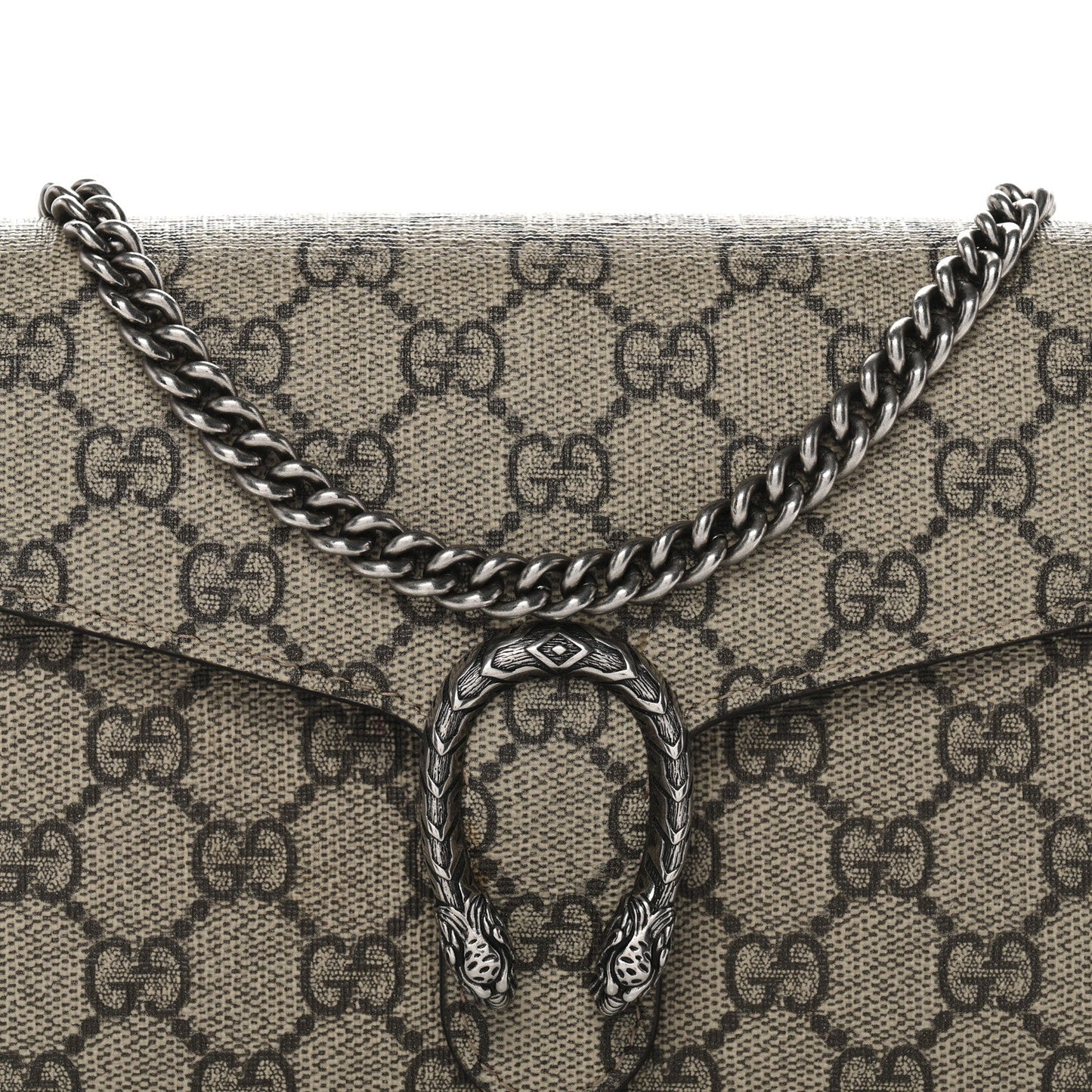 GG Supreme Monogram Mini Dionysus Chain Wallet Beige Taupe
