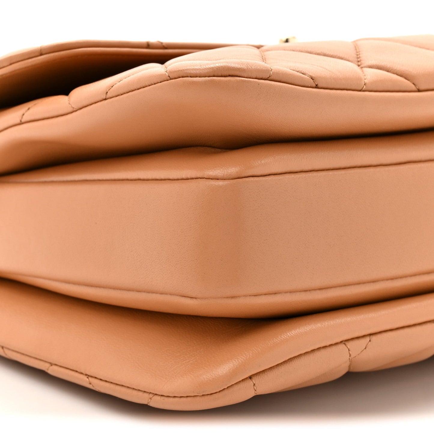 Lambskin Quilted Medium Trendy CC Flap Dual Handle Bag Camel