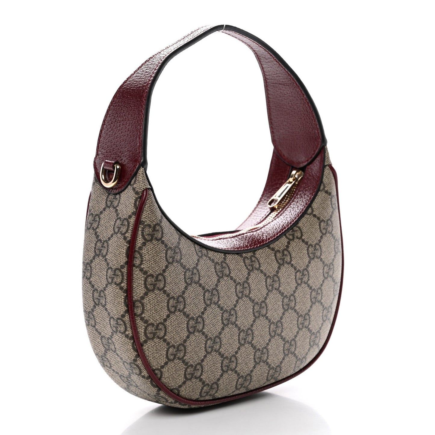 GG Supreme Monogram Textured Dollar Calfskin Small Ophidia Shoulder Bag Beige Bordeaux