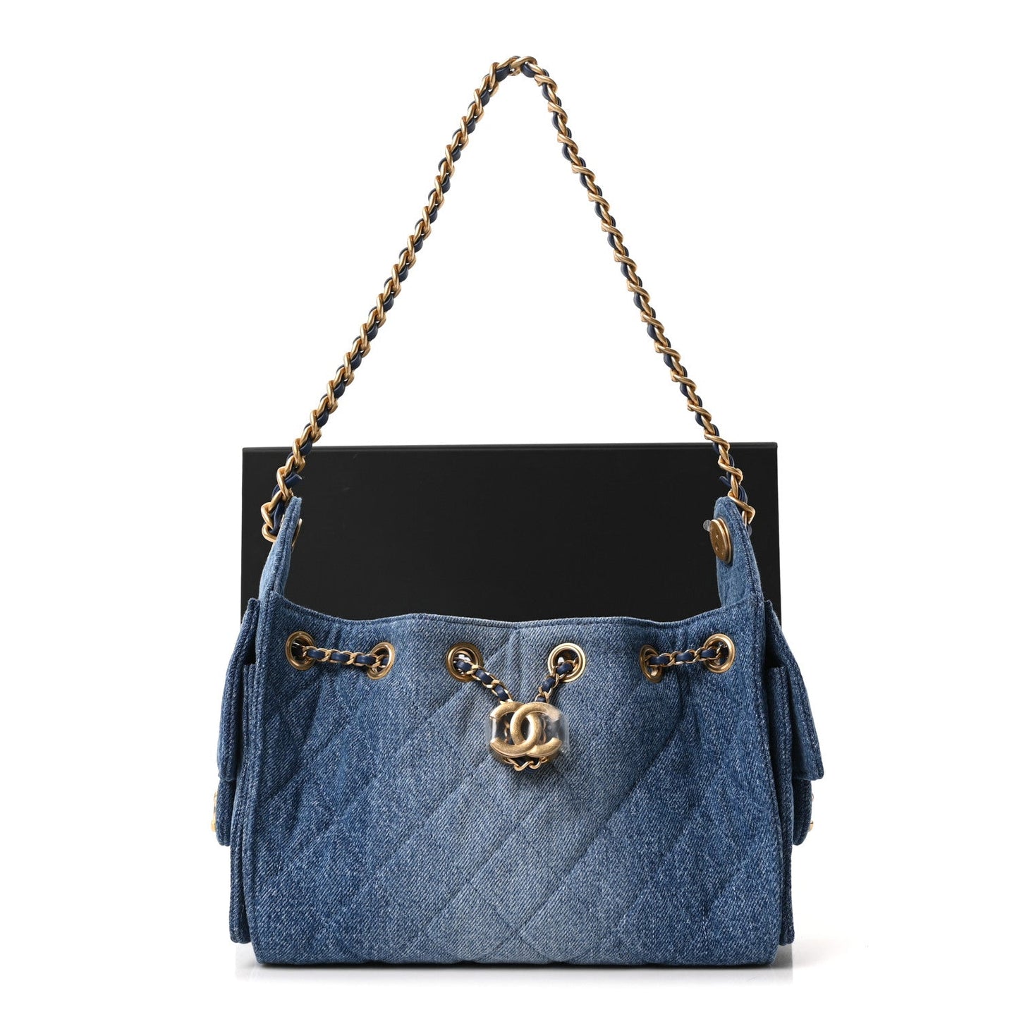 Washed Denim Quilted Mini Chanel 25 Handbag Blue