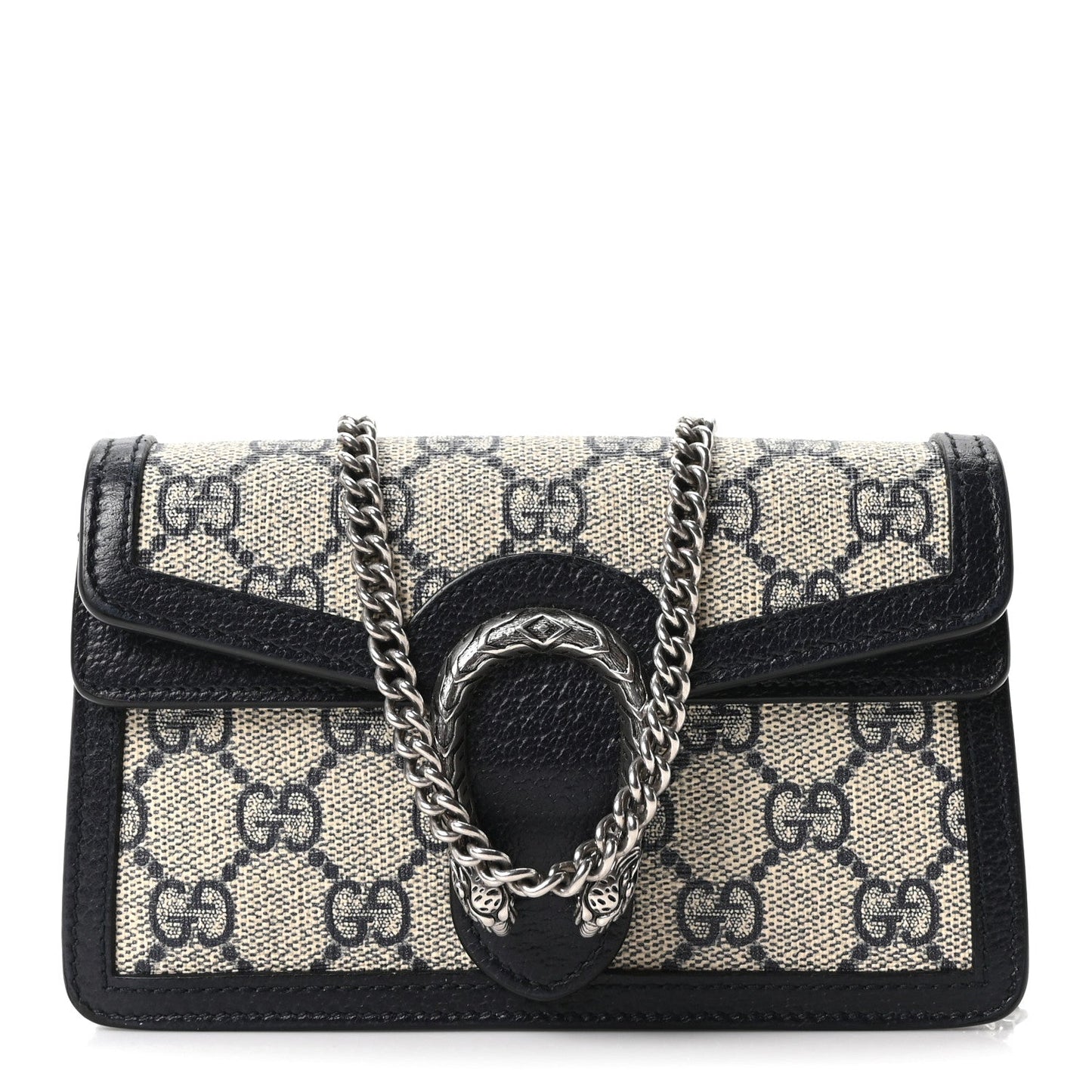 GG Supreme Monogram Textured Dollar Calfskin Super Mini Dionysus Shoulder Bag Beige Blue