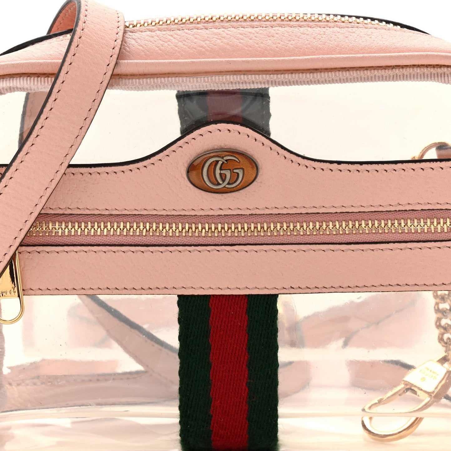 Vinyl Web Mini Ophidia Transparent Shoulder Bag Perfect Pink