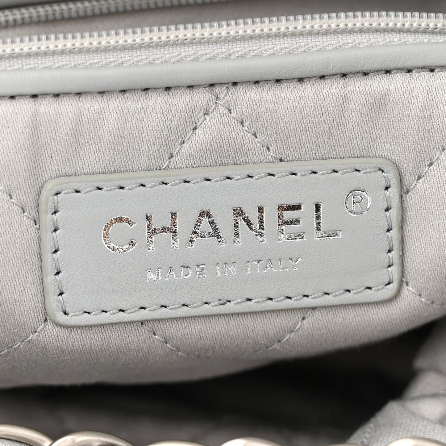 Metallic Calfskin Quilted Chanel 22 Silver