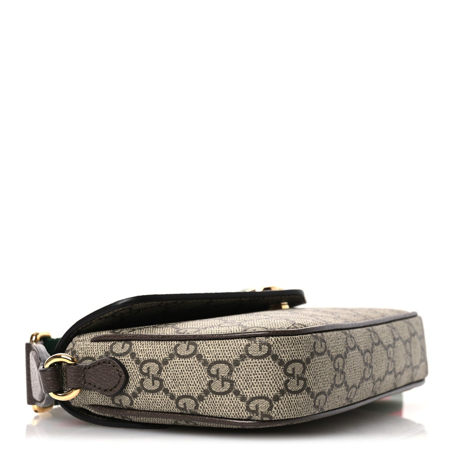 GG Supreme Monogram Textured Dollar Calfskin Web Mini Ophidia Envelope Shoulder Bag Beige Ebony New Acero