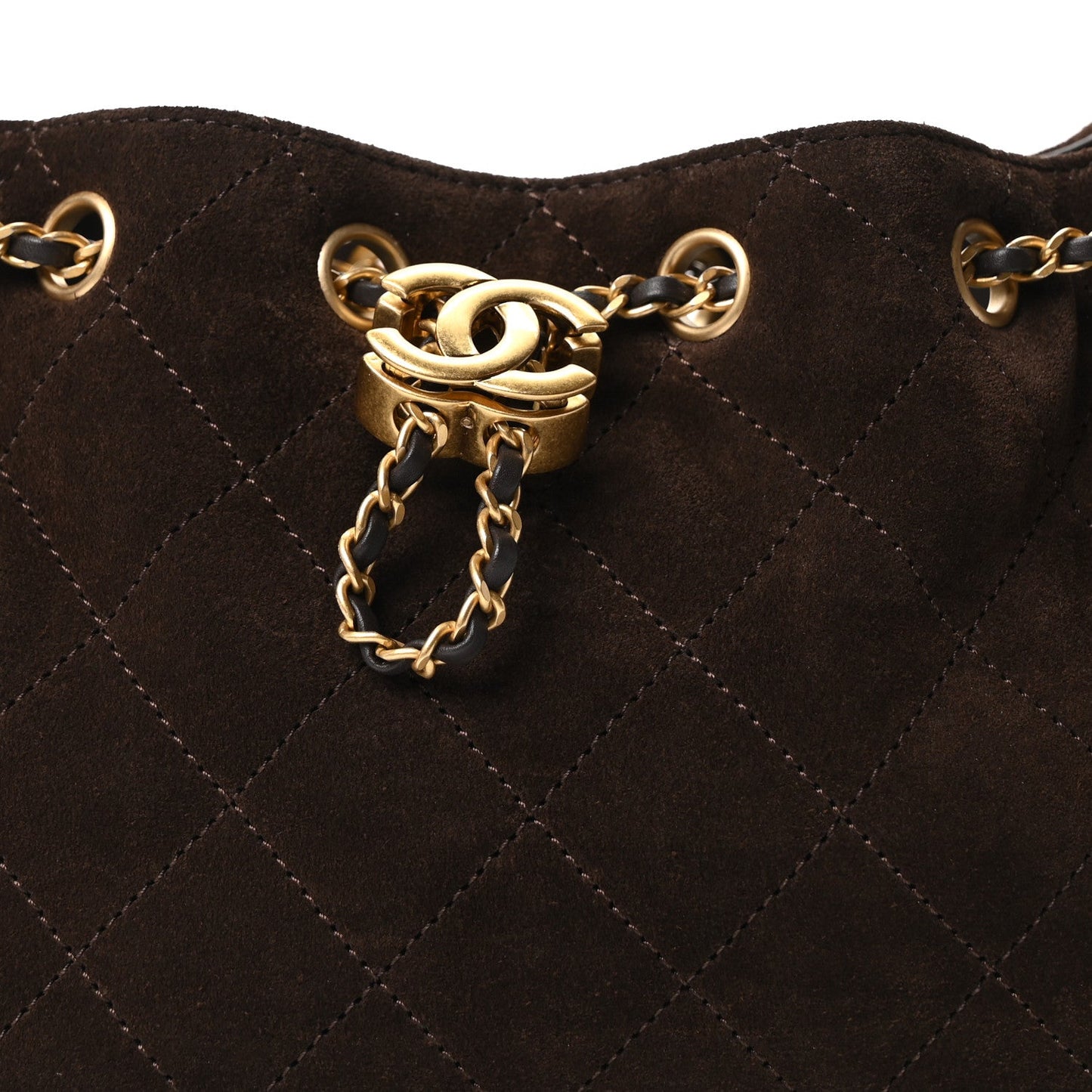 Suede Quilted Mini Chanel 25 Handbag Dark Brown
