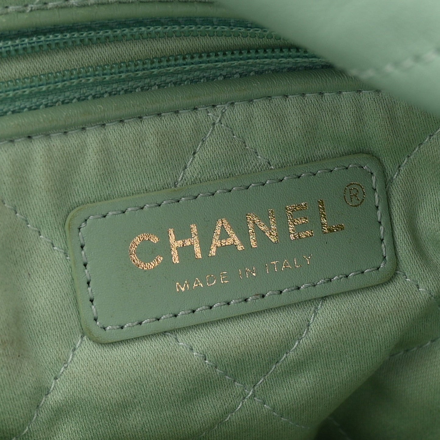 Shiny Calfskin Quilted Small Chanel 22 Light Green