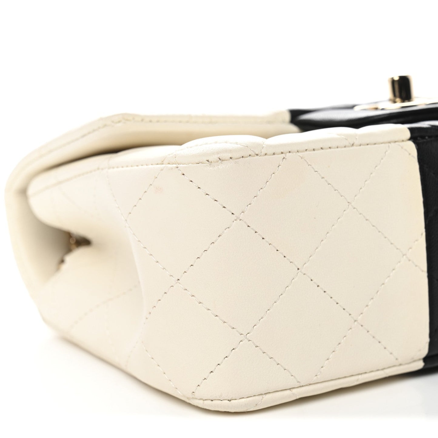 Lambskin Quilted Mini Rectangular Flap White Black