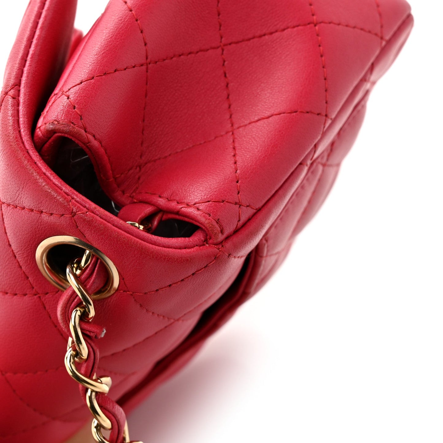 Lambskin Quilted Mini Square Flap Dark Pink