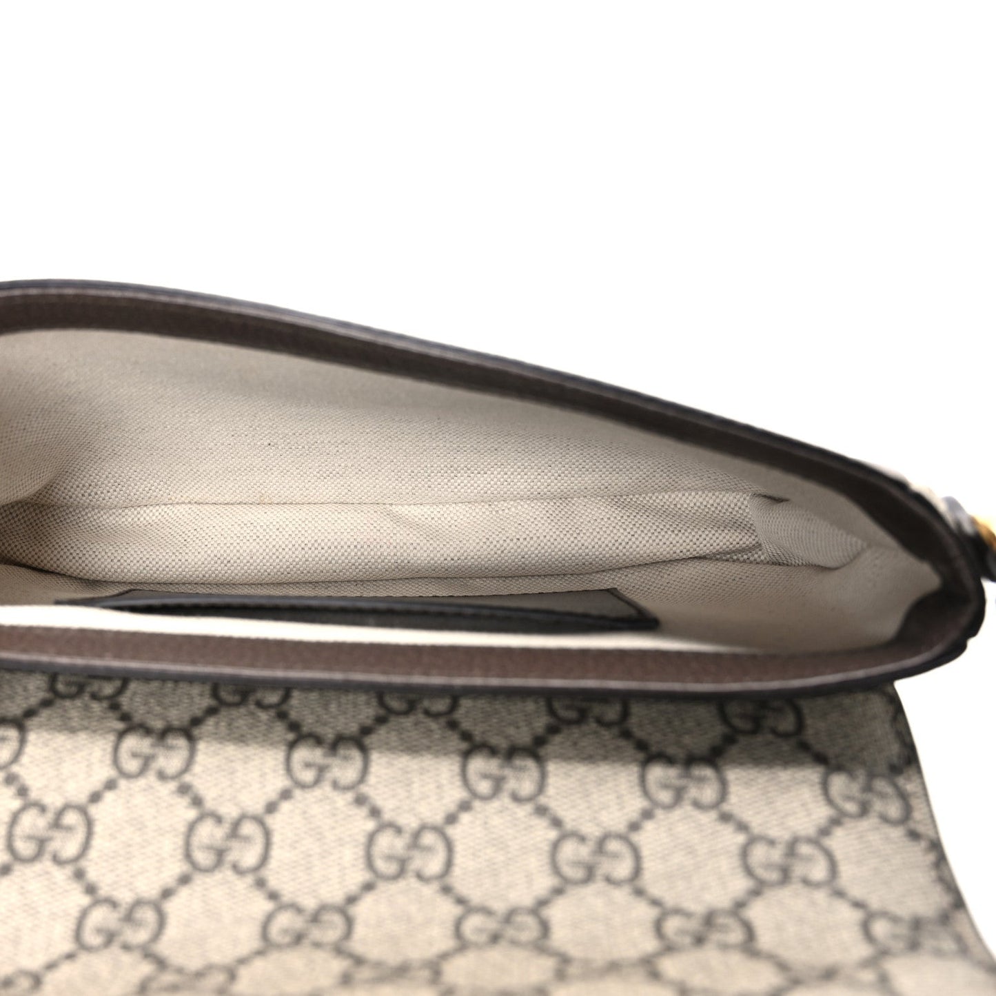 GG Supreme Monogram Textured Dollar Calfskin Web Mini Ophidia Envelope Shoulder Bag Beige Ebony New Acero