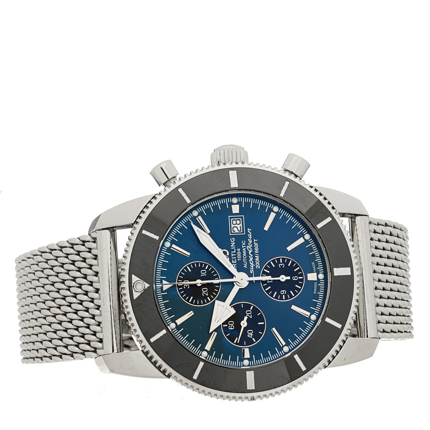 Stainless Steel 45mm Superocean Heritage II Chronograph Automatic Watch Blue A1332024