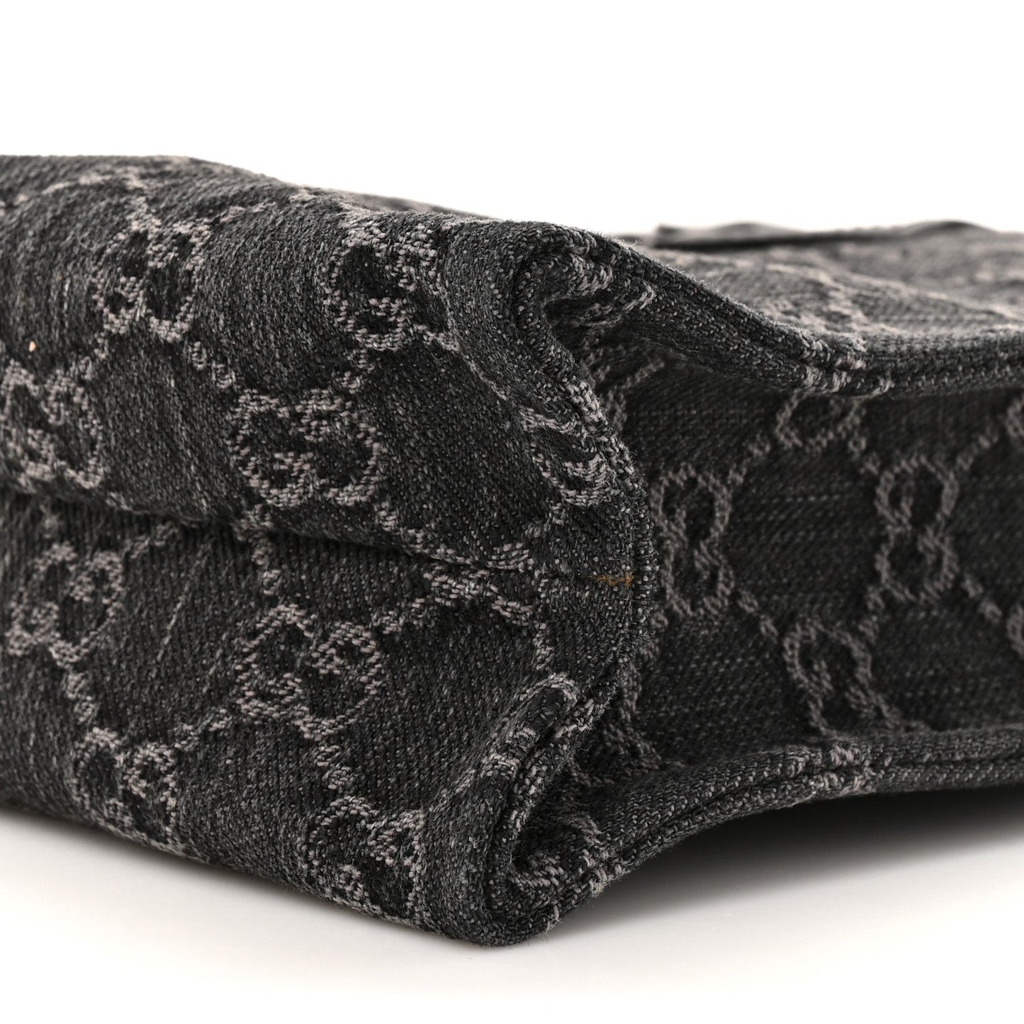 Denim GG Monogram Dollar Calfskin Mini Ophidia Tote Black Grey
