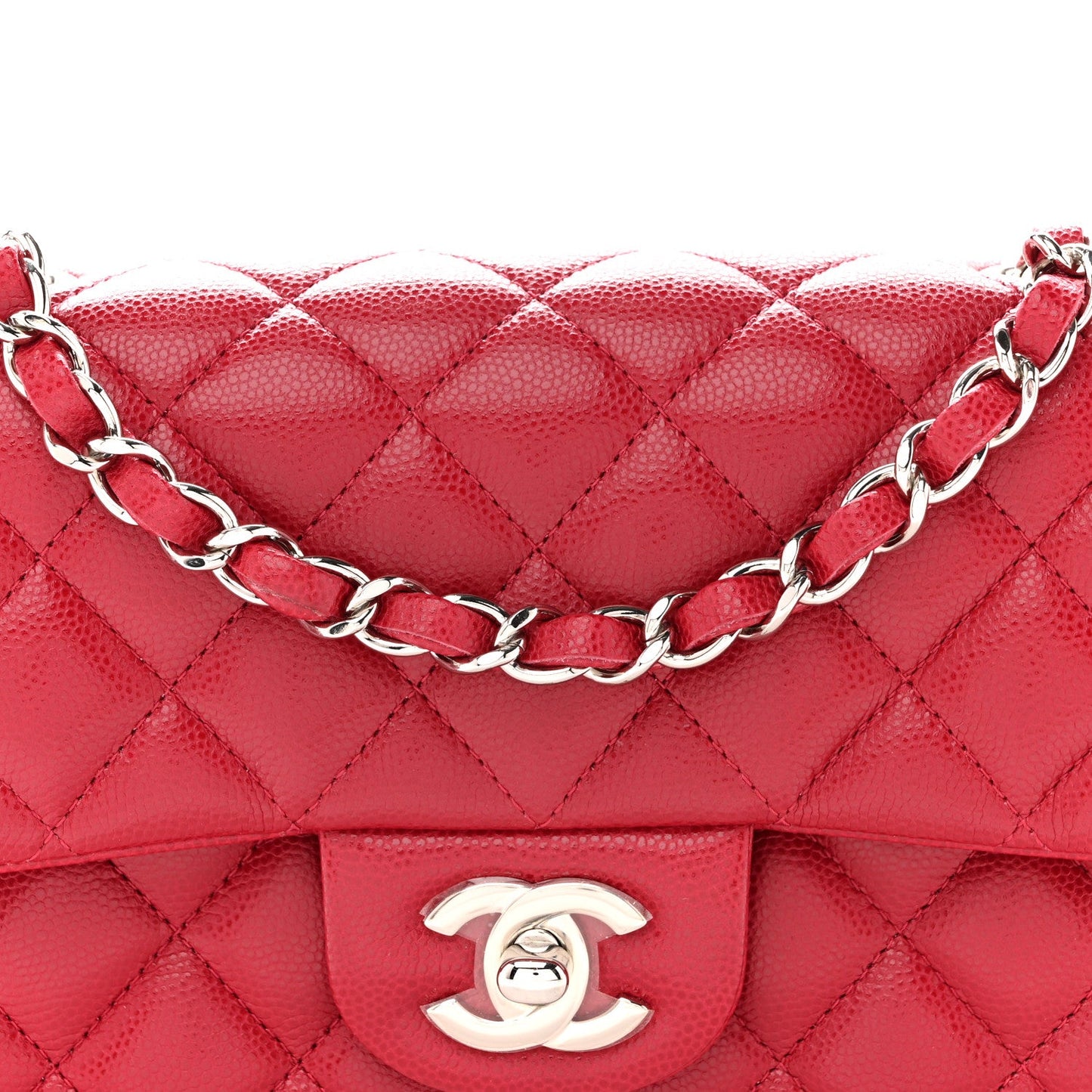 Caviar Quilted Mini Rectangular Flap Pink