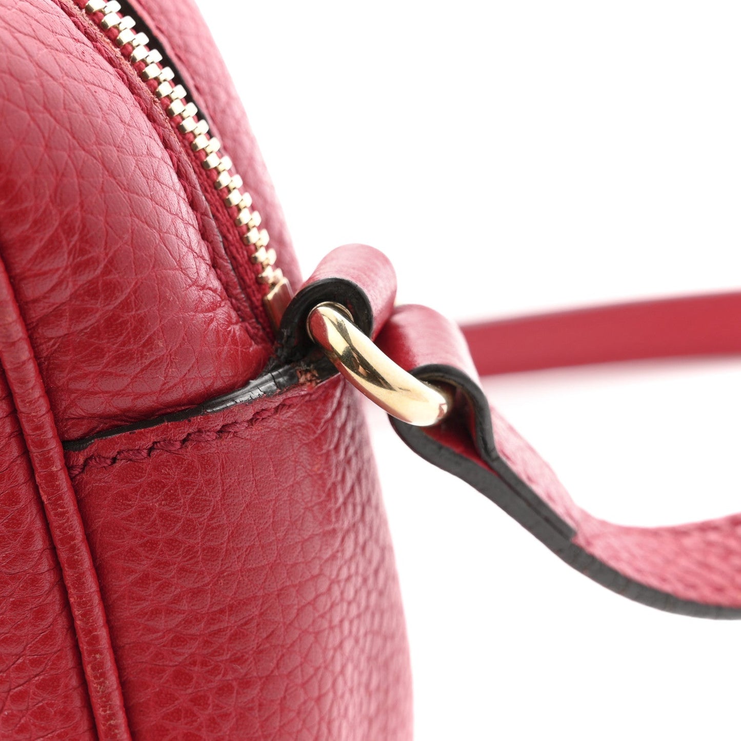 Pebbled Calfskin Small Soho Disco Bag Tabasco Red