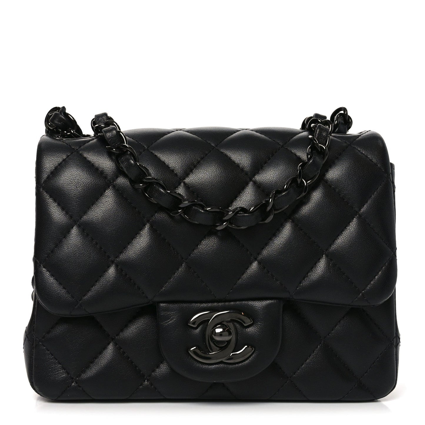 Lambskin Quilted Mini Square Flap So Black