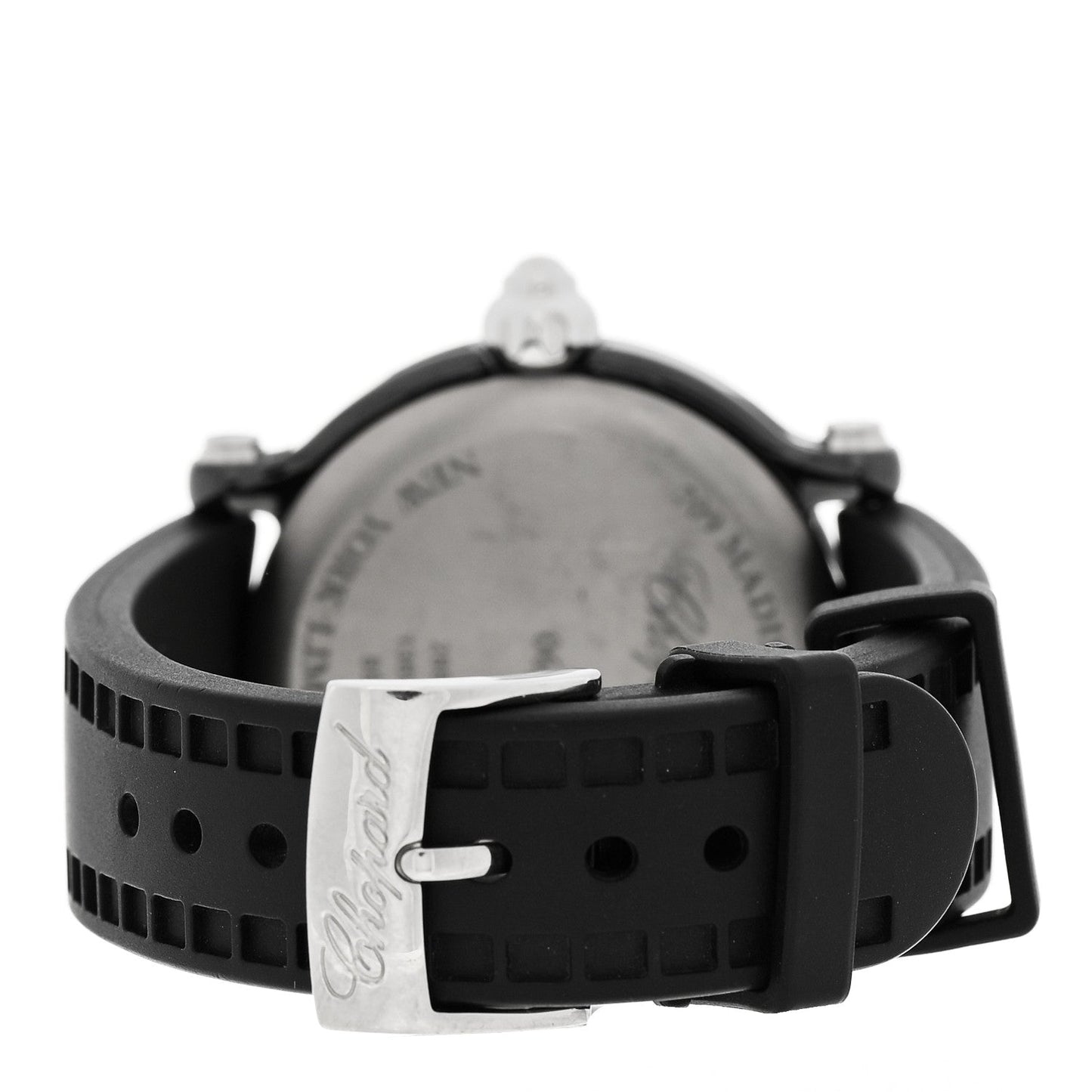 Stainless Steel Rubber Diamond Pink Sapphire 38mm Happy Sport Apple Quartz Watch Black