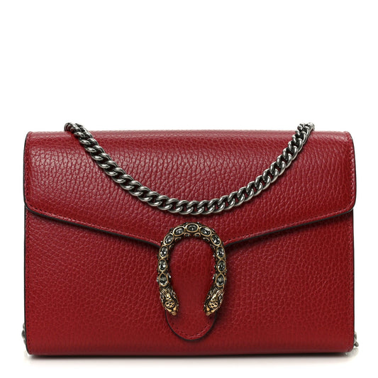 Calfskin Mini Dionysus Chain Wallet Hibiscus Red