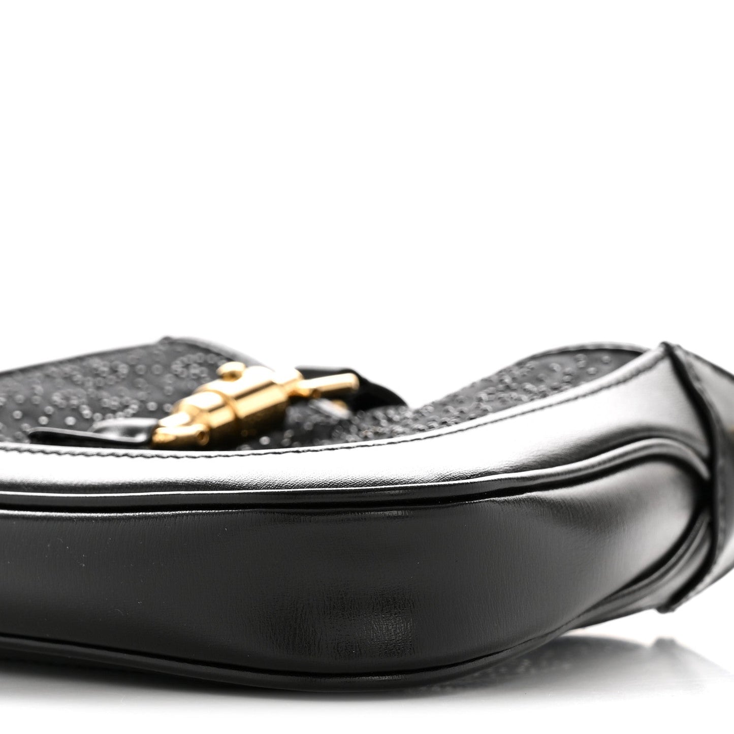 New Canvas Charisma Calfskin Crystal GG Monogram Mini Jackie 1961 Hobo Black