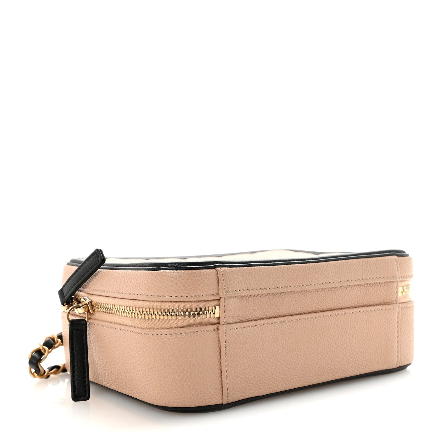 Caviar Quilted Medium CC Filigree Vanity Case Beige Black
