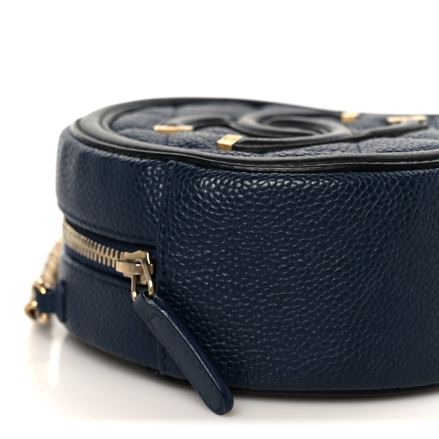 Caviar Quilted Round Filigree Crossbody Navy Black