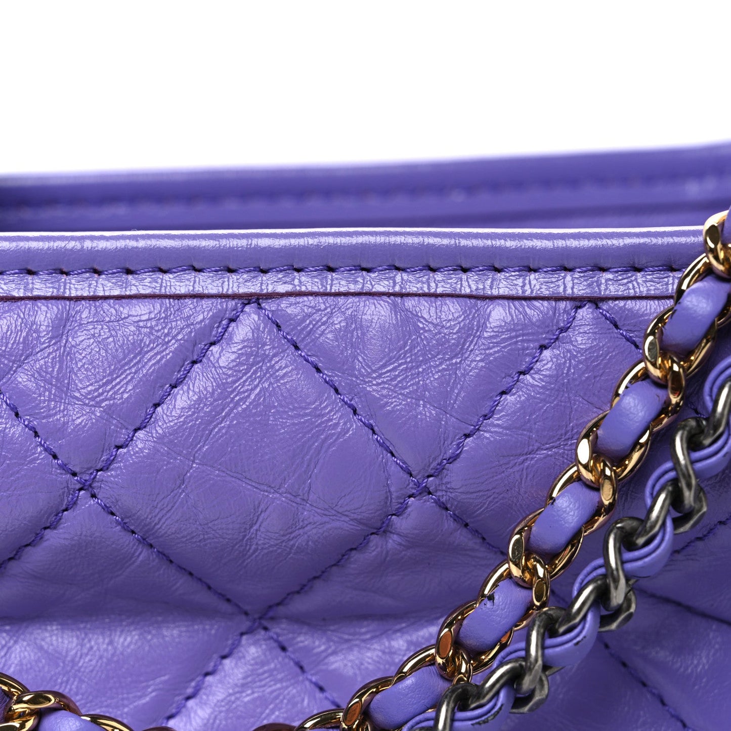 Aged Calfskin Quilted Small Gabrielle Hobo Purple