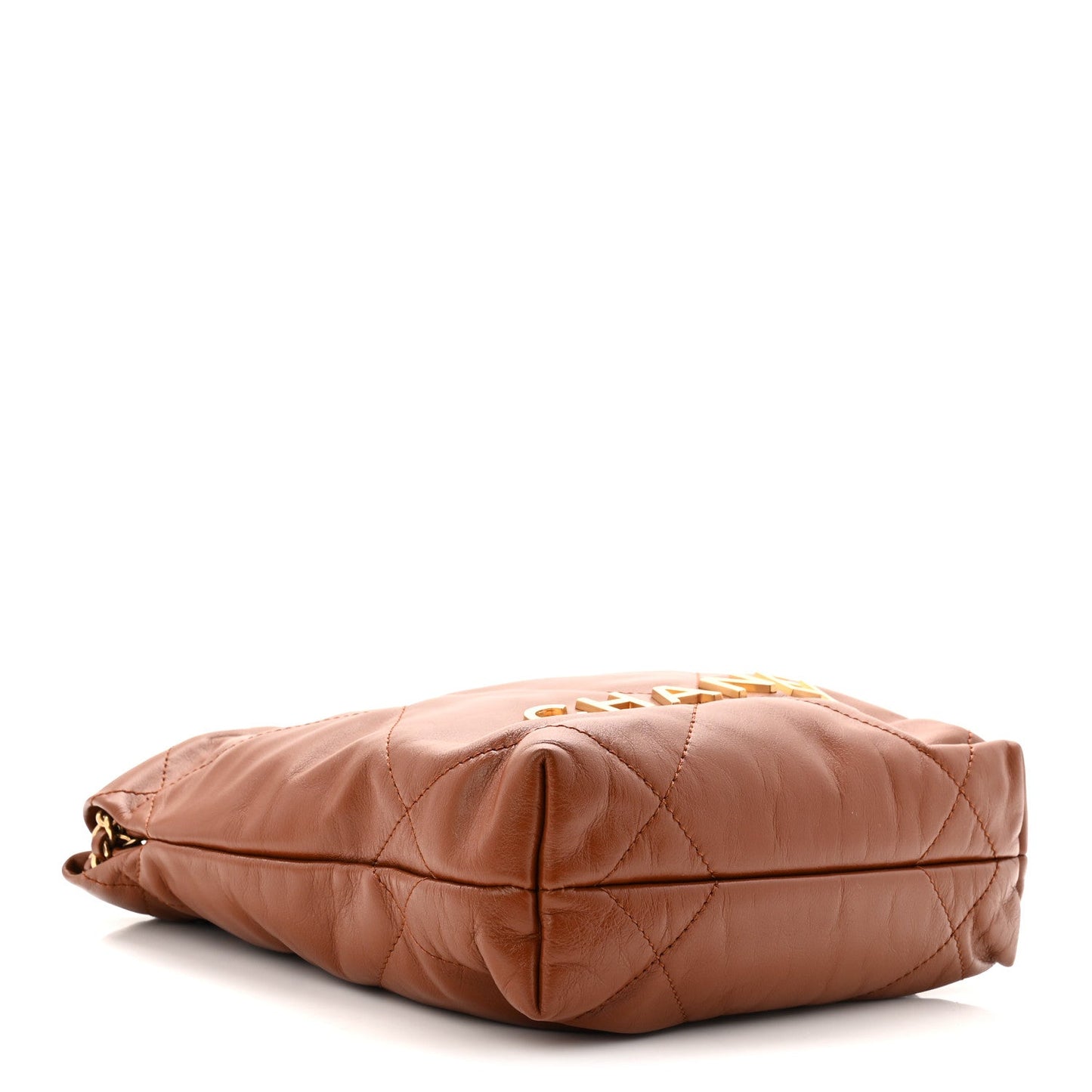 Shiny Calfskin Quilted Mini Chanel 22 Light Brown