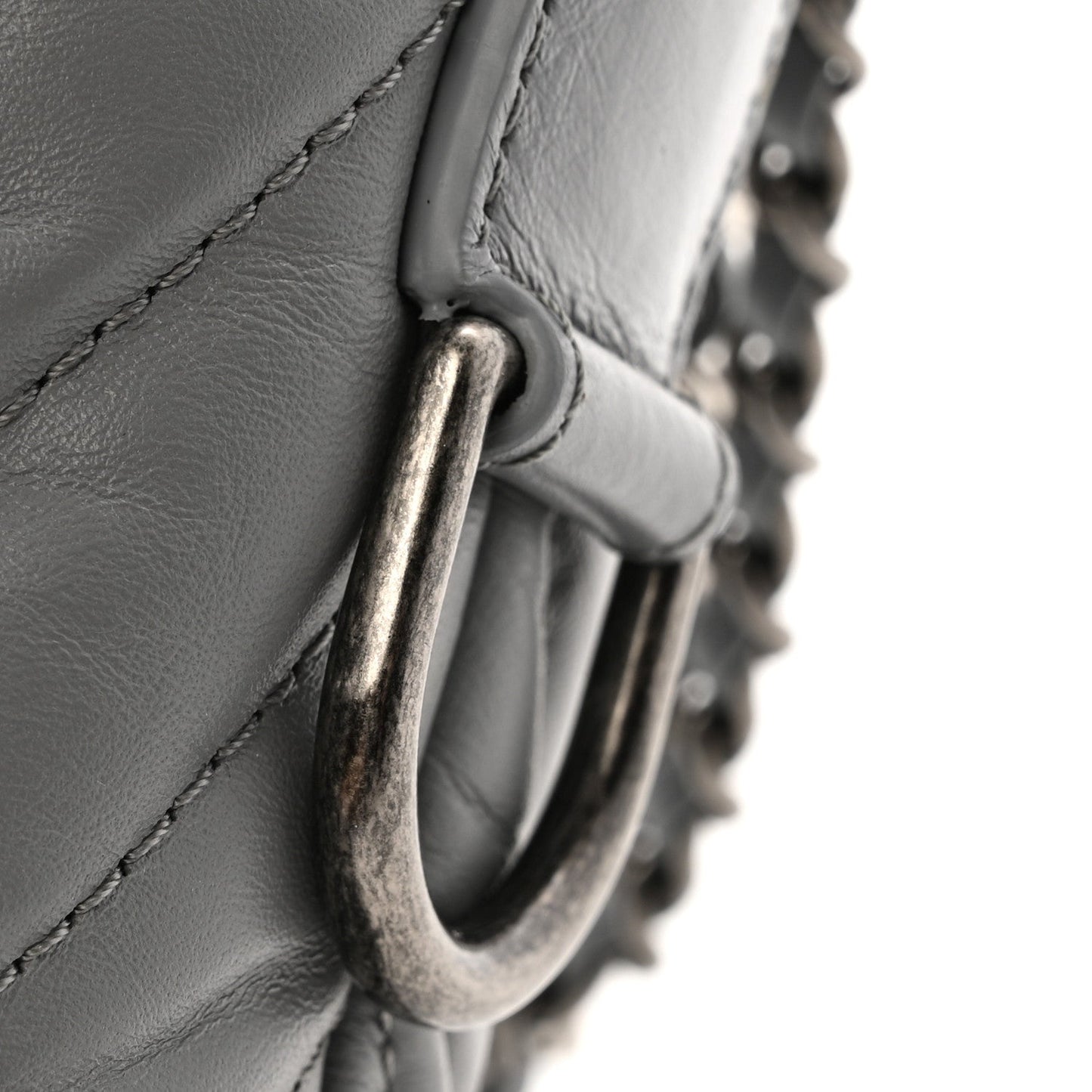 Aged Calfskin Chevron Quilted Small Gabrielle Hobo Grey
