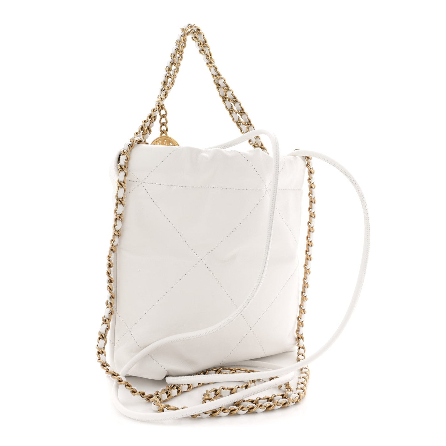 Shiny Calfskin Quilted Mini Chanel 22 White