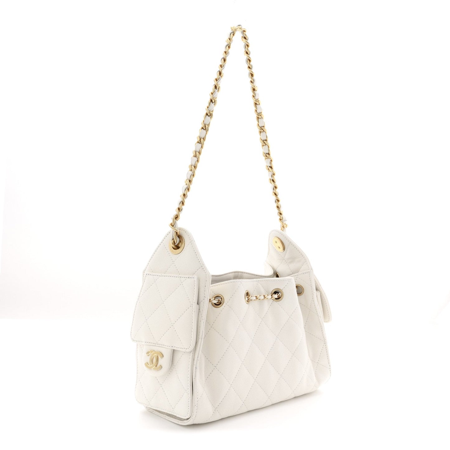 Caviar Quilted Mini Chanel 25 Handbag White